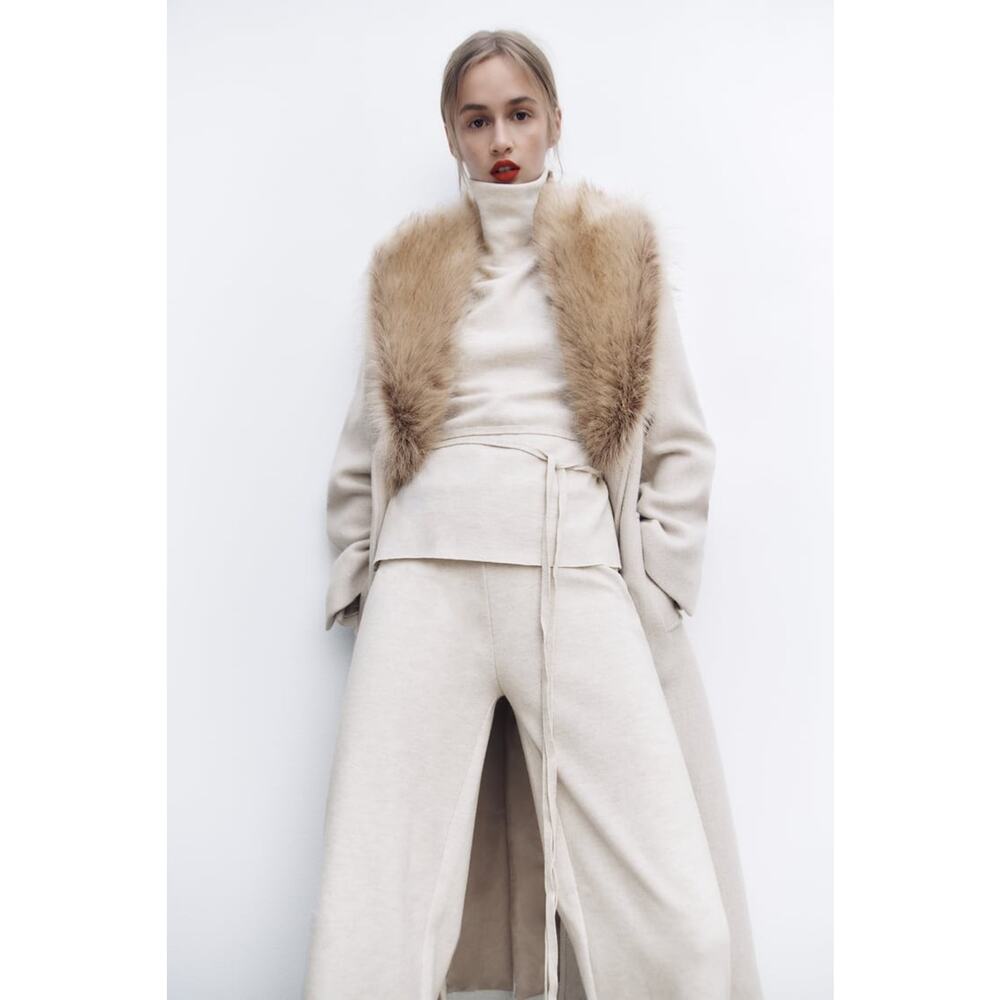 Zara Basic Soft Pants - S - Ecru - image 4